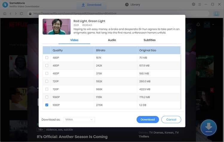 Advanced Download setting