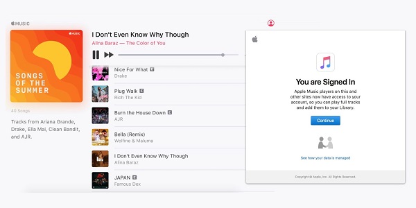 Apple Music embeddable web player widget 