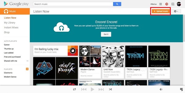 upload Apple Music files to Chromebook's google play
