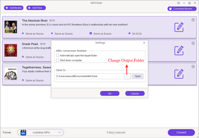 choose output folder