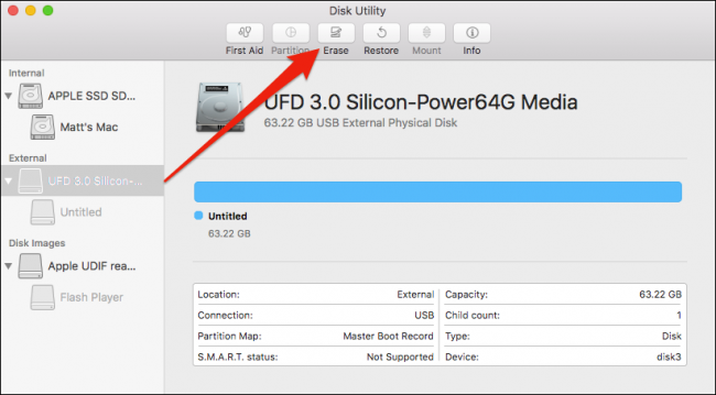 erasing disk utility mac