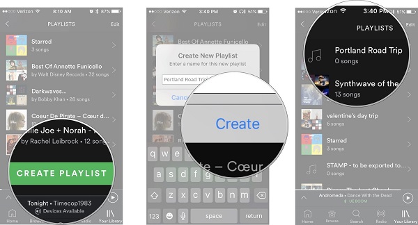 Create a new Spotify playlist on your iPhone
